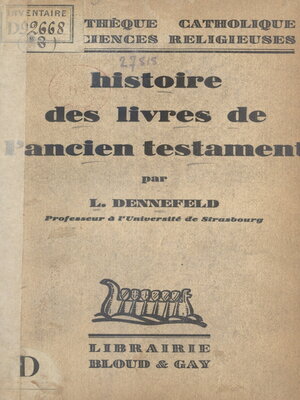 cover image of Histoire des livres de l'Ancien Testament